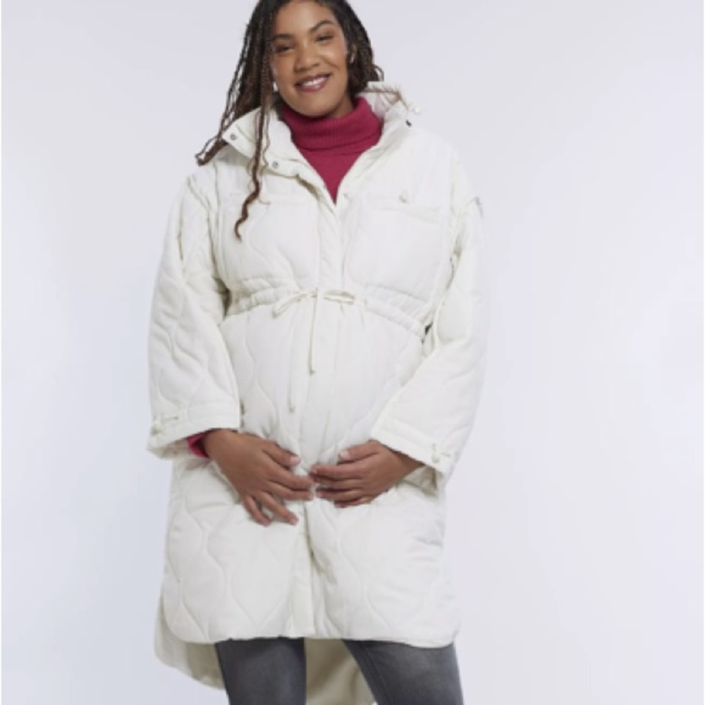 NWT Motherhood maternity winter white puffer jacket size S